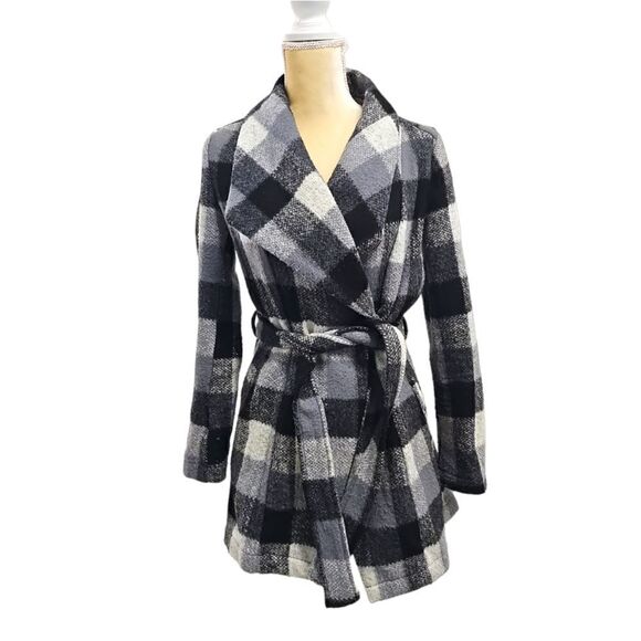 A New Day Checkered Belted Peacoat Jacket Size XSmall - Picture 1 of 13